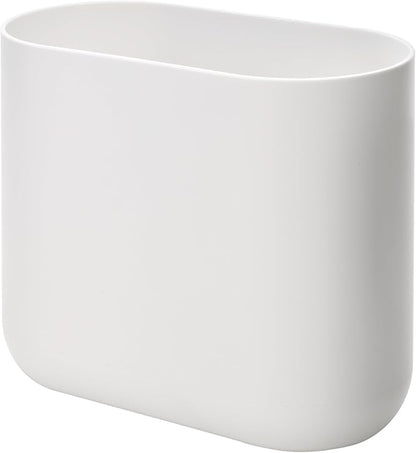 iDesign Small Slim Plastic Bathroom Trash Can, Garbage Can for Bedroom, Office, Desk, Dorm, White