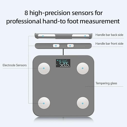 Smart Scale for Body Weight, Digital Bathroom Scale BMI Weighing Bluetooth Body Fat Scale, Body Composition Monitor Health Analyzer with Smartphone App (Grey 2211)