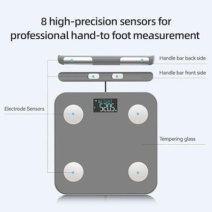 Smart Scale for Body Weight, Digital Bathroom Scale BMI Weighing Bluetooth Body Fat Scale, Body Composition Monitor Health Analyzer with Smartphone App (Grey 2211)