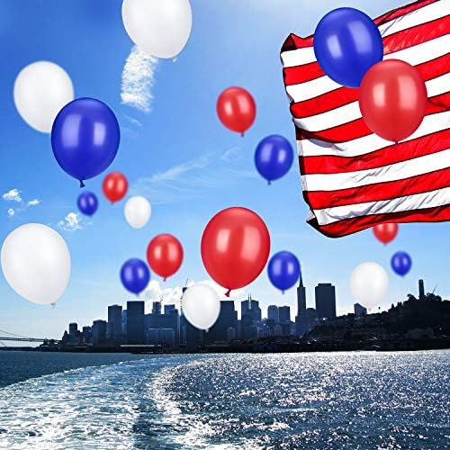 TecUnite 100 Pcs Red White Blue Latex Balloons 13 Inch Colorful Round Balloons for 4th of July Decorations Independence Day Patriotic Wedding Birthday Party Decoration