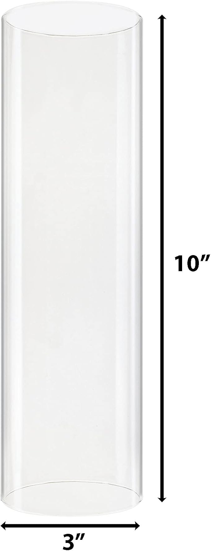 CYS EXCEL 2 PCS (H:10" D:3") Open Ended Glass Hurricane Candleholder Tube Shade | Multiple Size Choices Open Flame Candle Chimney Tube Cover | Bottomless Cylinder