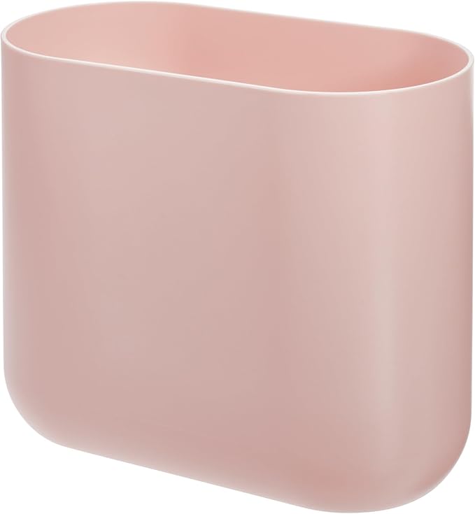 iDesign Small Slim Plastic Bathroom Trash Can, Garbage Can for Bedroom, Office, Desk, Dorm, Pink