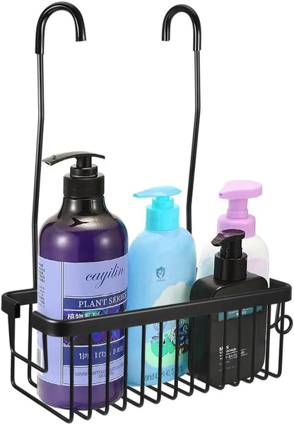 Shower Hanging Caddy, No Drill Shower Shelf, Heavy Duty Aluminum Organizer Basket, Bathroom Storage for Shampoo, Soap & Toiletries, Black