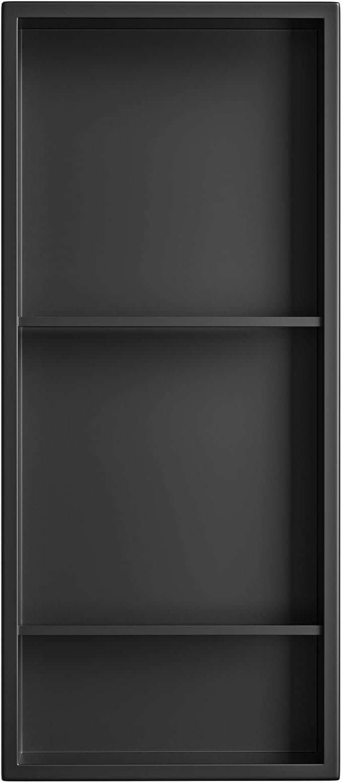 Stainless Steel Shower Niche 30" X 12" Matte Black No Tile Needed Wall Vertical Niche Three-Tier Shelves Recessed Shower Shelf for Bathroom Storage Over Mount Installation