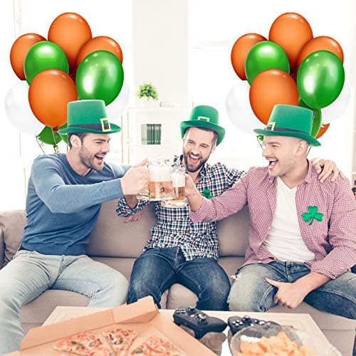 TecUnite 100 Pcs Orange White Green Latex Balloons 13 Inch Colorful Round Balloons for Wedding Birthday Festival Racing Car Poker Card Party Decoration