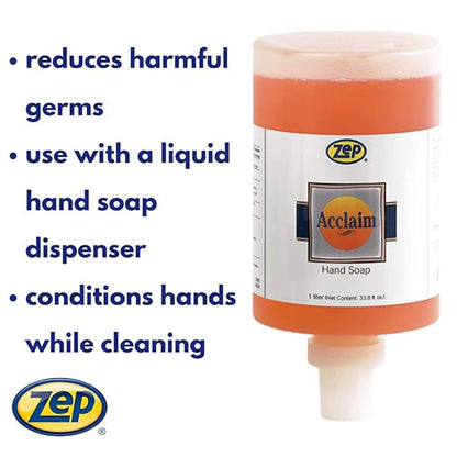Zep Acclaim Antibacterial Liquid Hand Soap - 1 Liter (Case of 6) 314911 - Perfect For Business Or Home Use - Can Attach To D-1000 Dispenser Pump