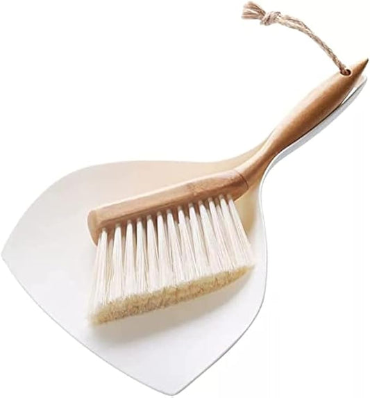 Small Broom and Dustpan Set, Dustpan and Brush Set, Bamboo Handle Mini Brush Dustpan, Short Hand Broom for Home,Kitchen, Office, Pet, Desktop, Outdoor (11.5")