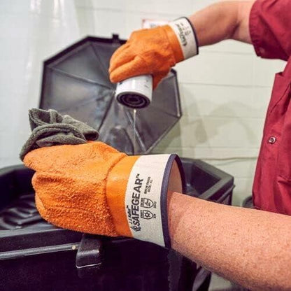 J. J. Keller & Associates, Inc. SAFEGEAR PVC Vinyl Work Gloves, 3 Pairs - EN388 Cut-Resistant Orange Textured Gloves