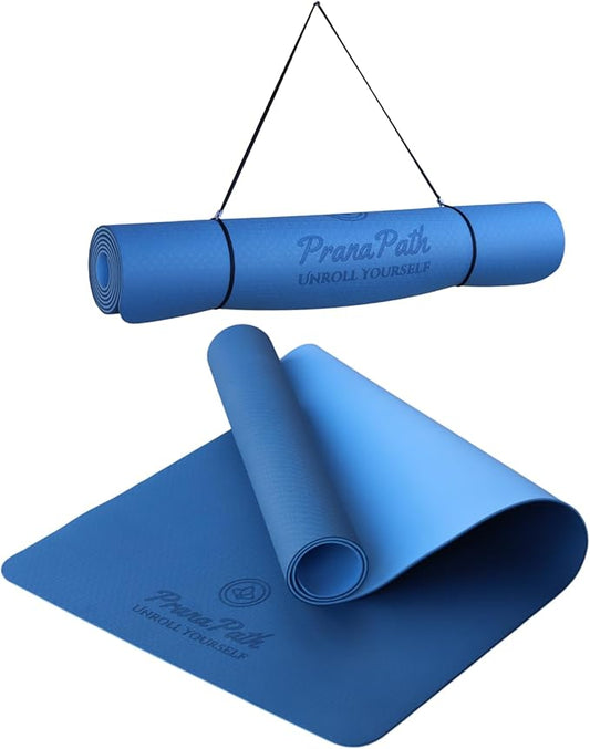 Extra Wide Yoga Mat (72”x32”x6mm) - TPE, Dual-Color, Non-Slip, w/Mesh Carry Bag & Strap