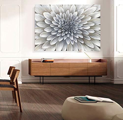Yihui Arts White Flower Canvas Wall Art Painting, Floral Canvas Pictures Aesthetic Botanical Artwork for Bedroom Living Room Bathroom Decor