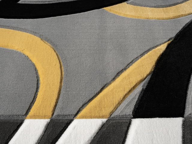 Ultra Soft Area Rug Hand Carved - Modern Abstract Design for Indoor Living Room & Bedroom - Stain Resistant, Easy to Clean - (2'7''x7, Yellow)