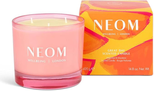 NEOM Great Day Scented Candle, 3 Wick I Hand Finished I 100% Naturally derived Wax I Wild Mint and Mandarin I Designed to Help Uplift Your Day and Boost Your Mood.
