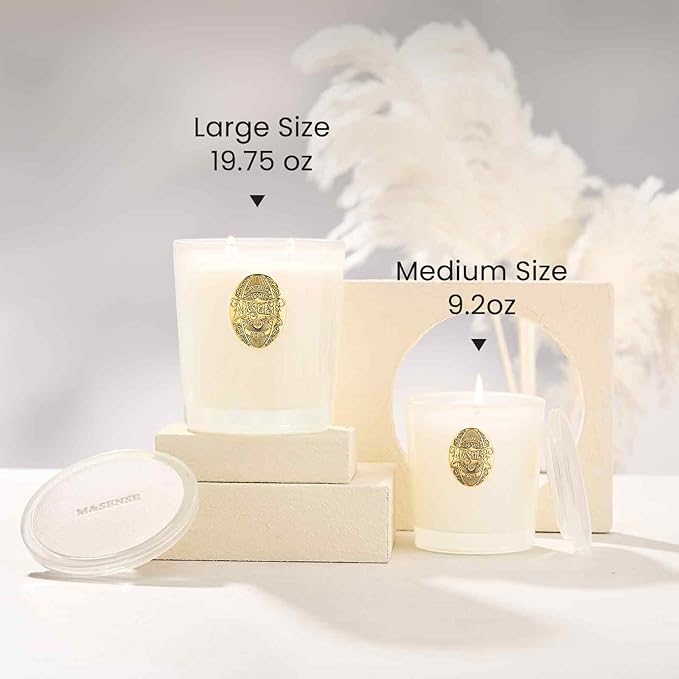 M&SENSE Large Two-Wick Soy Candle | Creamy Vanilla Pie & White | 19.8 oz, 120H Burn Time | Luxury Scented Candle for Relaxation, Gifting, Home Décor | Ideal for Bedroom, Office, Party Ambiance