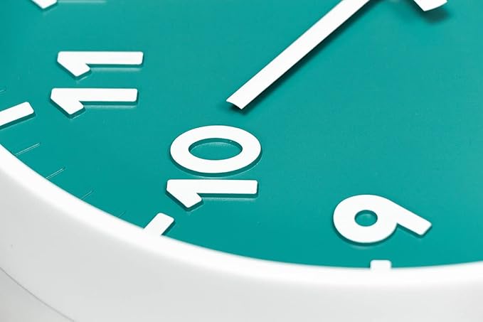 JENLYSTIME 12 Inch Modern Indoor Outdoor Wall Clock,Round Bright Colorful Dial,Non Ticking Silent Quartz Battery Operated Wall Clocks,Easy to Read Simple Style Decor Clock for Bedroom,Kitchen(Teal)