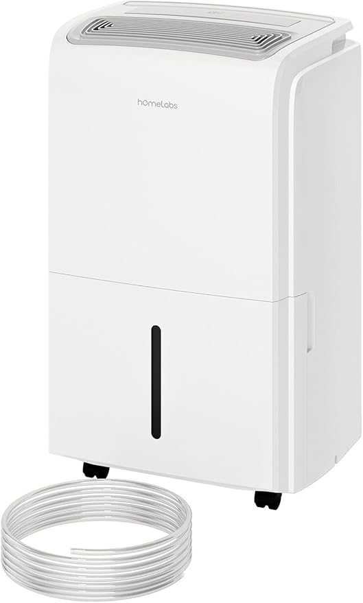 hOmeLabs 40 Pint Dehumidifier with Pump for up to 6,000 Sq Ft Rooms (MAX 104 Pint at 95°F, 90% RH) – Powerful Moisture Removal for Medium to Large Rooms and Basements
