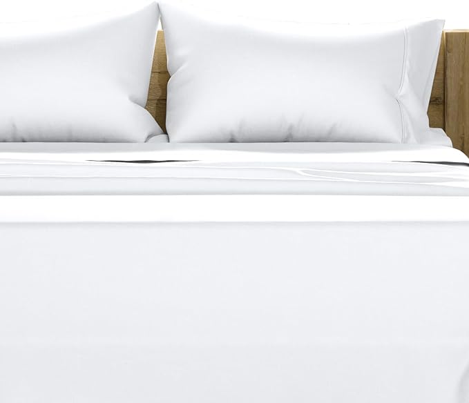 TEXAS LINEN CO. Luxury Egyptian Cotton California King Sheet Set - 1000 Thread Count 4 Piece Cal King White Sheets, Soft, Cooling Extra Long Staple Sateen Bed Sheets - Fits Upto 18” Deep Pocket