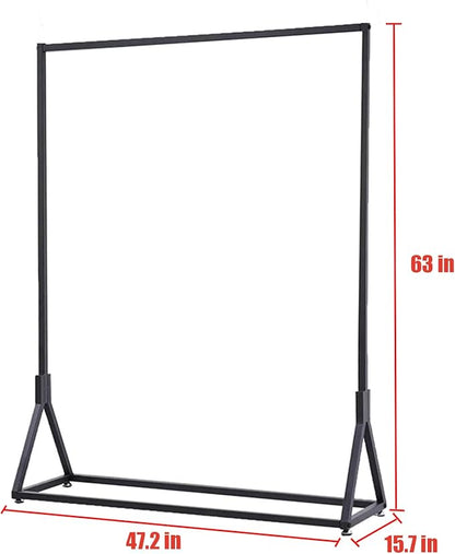 Modern Simple Heavy Duty Metal Rolling Clothing Garment Rack with Wheel,Creative Commercial Wedding Dress Display Shelf,Single Rod Floor-Standing Clothes Hangers (Black without Wood, 47.2" L)