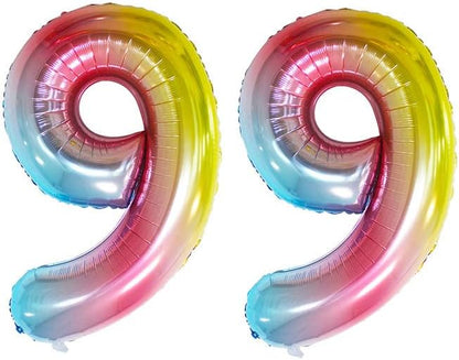 GOER Rainbow Foil Balloons Number 9,Huge Number Balloons for 9th Birthday Party Supplies Anniversary Decorations (3 pcs,42 inch,32 inch,16inch)