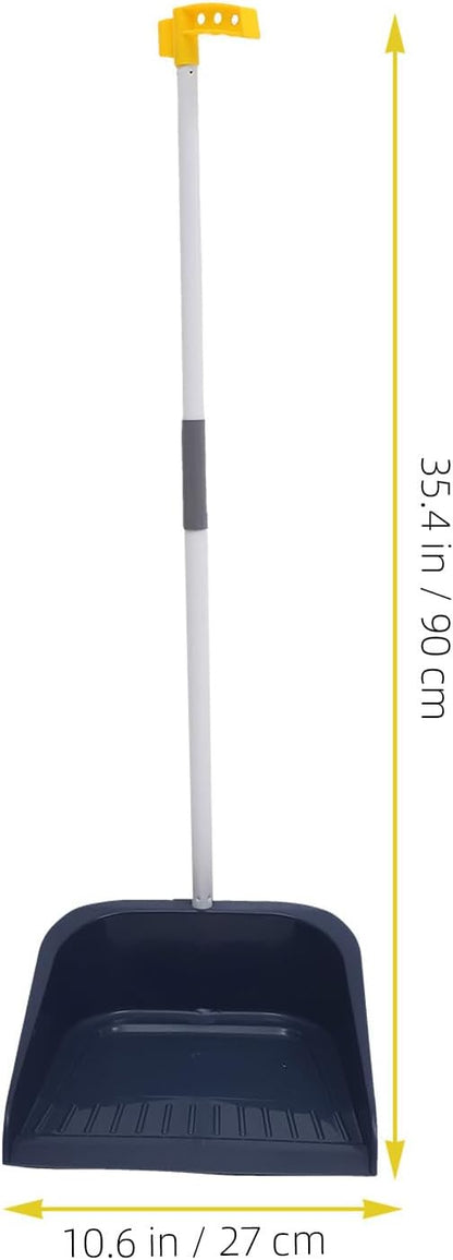 Broom and Dustpan Set Heavy Duty with Long Handle, Soft Bristle Broom and Large Dustpan for Home Cleaning, Pet Hair Removal, Indoor Floor Sweeping, White