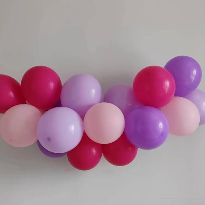 100pcs Pink and Purple Balloons 12 Inch with Ribbon for Girls Women Birthday Baby Shower Wedding Party Decorations