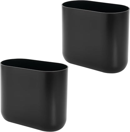 iDesign Small Oval Plastic Trash Ideal for Bathroom, Bedroom, or Office-Set of 2-Black Waste Can