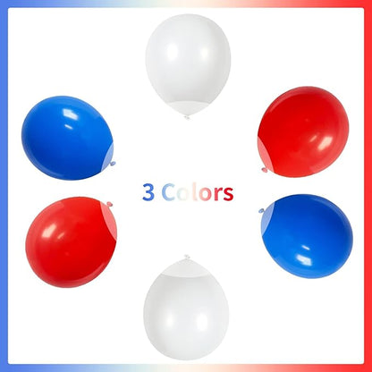 75 Pcs Red, White & Blue Balloons - 12 Inch Matte Red, Royal Blue, White Helium Latex Balloons for 4th of July, Memorial Day, Birthday, Baby Shower Parties