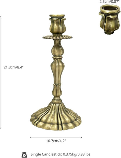 Taper Candle Holders, Brass Candle Holders, Vintage Candlesticks for Dining Table, Wedding, Party, Home Decor, Set of 2 (Antique Brass)