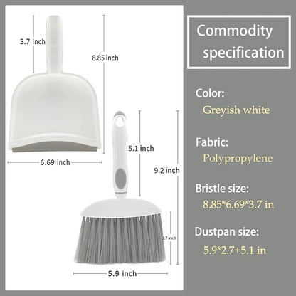 Dust pan, Mini Dustpan and Brush Set, Small Broom and Dustpan Set, Small Hand Broom and dust pan Set, Whisk Broom, Dust pan and Brush for Desk, Table, Home, Kitchen Necessities (Gray)