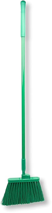 SPARTA 41083EC09 Plastic Color Coded Broom, Unflagged Bristles, Long Broom With Angled Head For Small Debris Cleaning, 56 Inches, Green