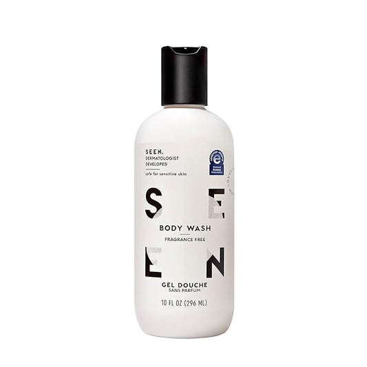 SEEN Body Wash, Fragrance Free - Non-Comedogenic & Non-Irritating Body Wash- Dermatologist-Developed - Safe for Sensitive, Eczema & Acne Prone Skin