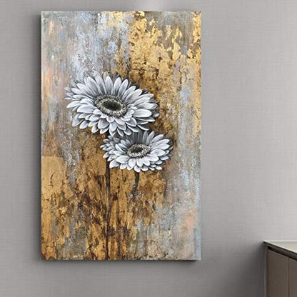 Yihui Arts Wild Sunflower Wall Art Vintage Floral Painting Pictures for Farmhouse Living Room Bedroom Decor