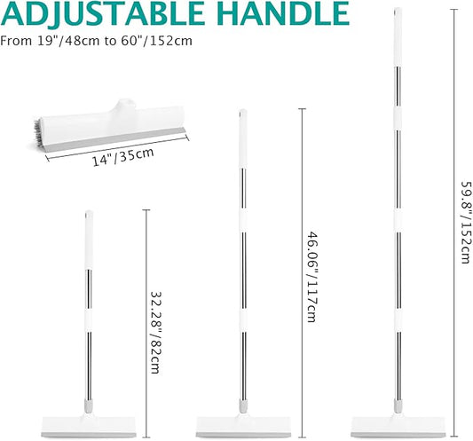 Floor Brush, 2-in-1 Scraping Brush,with 59.8" Long-Handled Adjustable Floor Brush, Suitable for Cleaning Kitchen, Bedroom, Shower Room, Floor, Tile Patios, Outdoor Patio, Terrace (White)