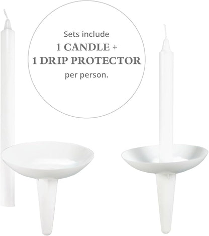 Concordia Supply Plastic Holder Candle Drip Protectors with 4.25" x 1/2" Candles - Easy to Hold White Plastic Candle Holders - Ideal for Candlelight, Memorial, & Congregational Services - Set of 100