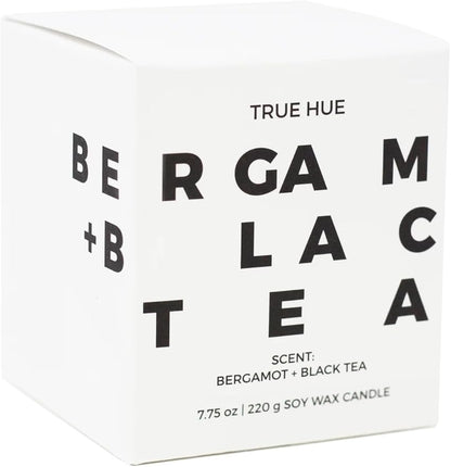 True Hue | Luxury Highly Scented Candle | Premium Soy Wax Blend | 7.75 oz | 40-50 Hour Burn Time | Cotton Wick | Glass (Bergamot + Black Tea)