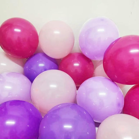 100pcs Pink and Purple Balloons 12 Inch with Ribbon for Girls Women Birthday Baby Shower Wedding Party Decorations