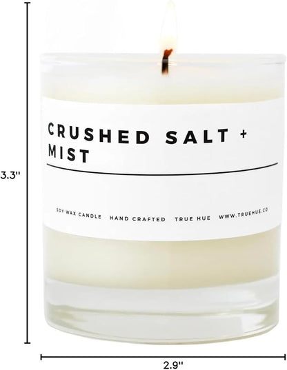True Hue | Luxury Highly Scented Candle | Premium Soy Wax Blend | 7.75 oz | 40-50 Hour Burn Time | Cotton Wick | Natural Candles | Glass (Crushed Salt + Mist)