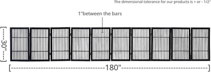 Pet Dog Gate Strong and Durable Freestanding Folding Acacia Hardwood Portable Wooden Fence Indoors or Outdoors by Urnporium (Black Pet Gate, 10 Panel 30" Tall)