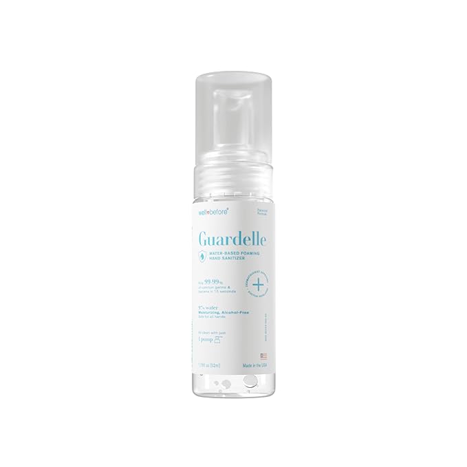 Well Before Guardelle, Alcohol-Free Foaming Hand Sanitizer - 97% Water, Non-Sticky Micro-Foam, 1.75 fl oz (Pack of 1)