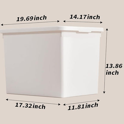 White Storage Bins with lids,Office stackable Plastic Boxes Set of 4,Garage organization Storage Box with handle for Organizing Snacks, Crafts, Legos, Tools,books (white, 4XXXL)