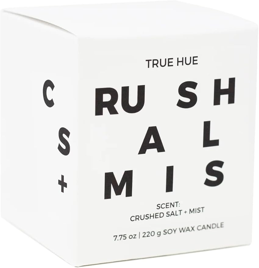 True Hue | Luxury Highly Scented Candle | Premium Soy Wax Blend | 7.75 oz | 40-50 Hour Burn Time | Cotton Wick | Natural Candles | Glass (Crushed Salt + Mist)