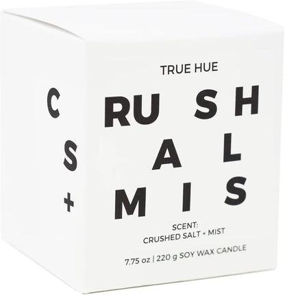 True Hue | Luxury Highly Scented Candle | Premium Soy Wax Blend | 7.75 oz | 40-50 Hour Burn Time | Cotton Wick | Natural Candles | Glass (Crushed Salt + Mist)