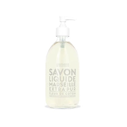 Compagnie de Provence Savon de Marseille Extra Pure Liquid Soap - Cotton Flower - 16.7 Fl Oz Glass Pump Bottle
