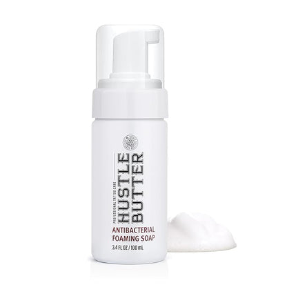 Hustle Bubbles Tattoo Aftercare - Antibacterial Foaming Tattoo Soap for New Tattoos and Piercings - TSA Approved - Vegan, Cruelty Free - 3.4 fl oz