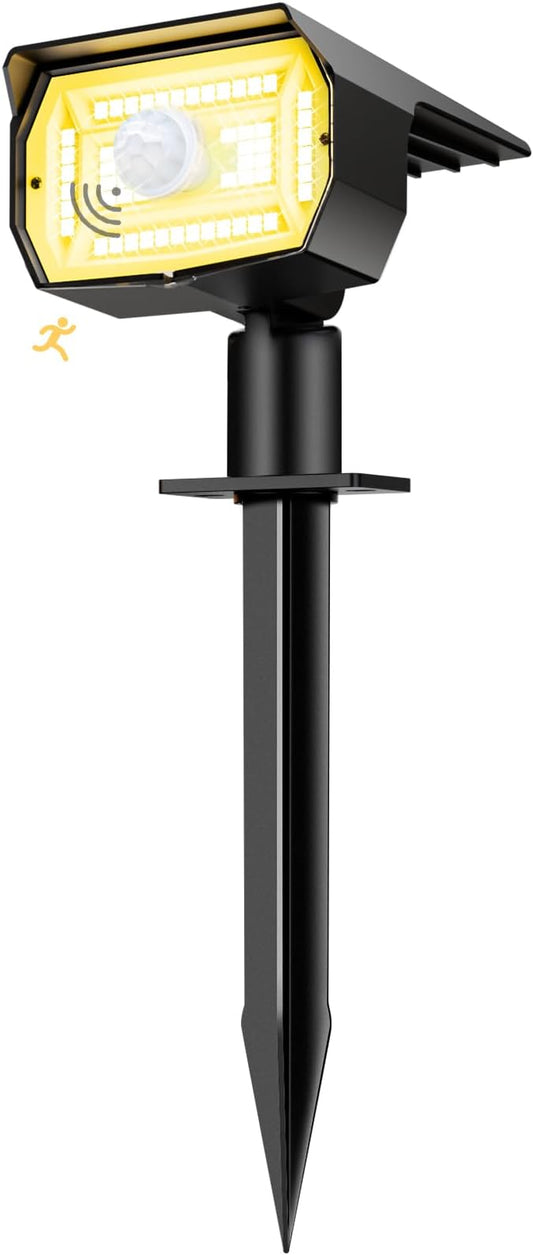 nipify Solar 1 Pack Spot Lights Outdoor Motion Sensor with 3 Modes,Solar Spotlights Outdoor Waterproof 2-in-1 Auto On/Off Landscape Lighting for Outside Yard Wall Garden Pathway, Warm White