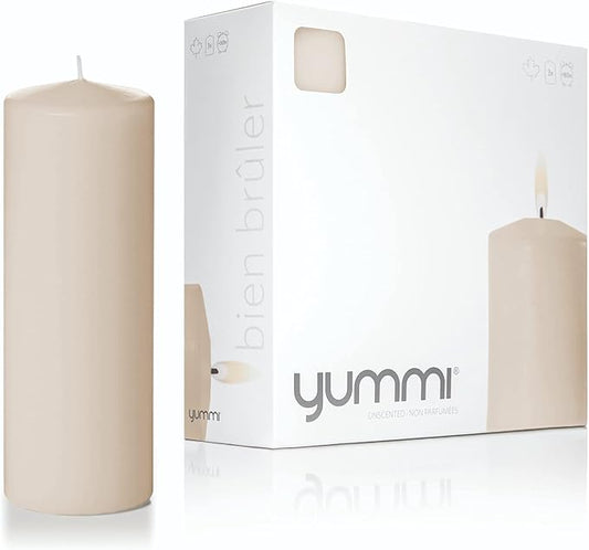 Yummi 3" x 8" Sandstone Round Pillar Candles - 3 per Pack