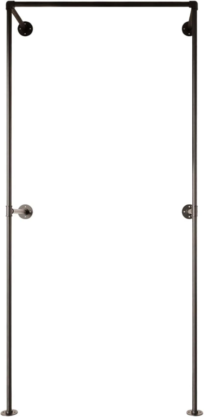 Industrial Pipe Clothing Rack, Heavy Duty Wall Mounted Clothes Rack, Retail Display Hanging Garment Rod for Laundry Rooms, Closet Storage, 14.6x37.4x82.7 Inches, Model K05