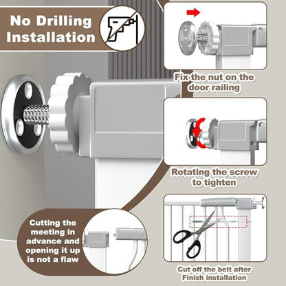 41" Extra Tall Baby Gate for Doorway, 29.6-40.5'' Metal Pet Baby Safe Gate, Extra Wide Pressure Mounted Child Door with Expansion Kit, No Drilling Cat Fence Indoor, No Climb Cat Proof Gate, White