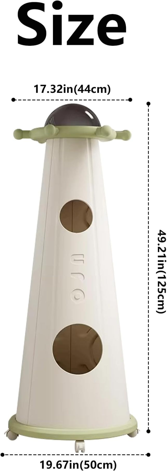 UFO Kids Closet Portable Children's Clothes Hanger is Used at The Door, Living Room And Room, Etc. Clothes, Schoolbags, Etc. Can be Hung on The top, and doll toys, etc. can be stored inside. (Green)