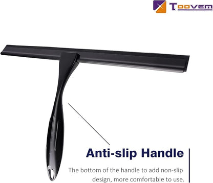 12'' Shower Squeegee, TOOVEM Squeegee for Shower Glass Door for Glass Doors, Windows, Bathroom, Car Windshield, Black