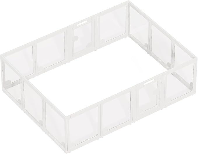 Albott Acrylic Clear Dog Playpen Indoor, Modular Puppy Cat Small Pet Play Pen with 2 Doors, Transparent Fence for Little Dogs, Cats, Rabbits, Easy Assemble and Disassemble, White (24" H, 14 pcs)